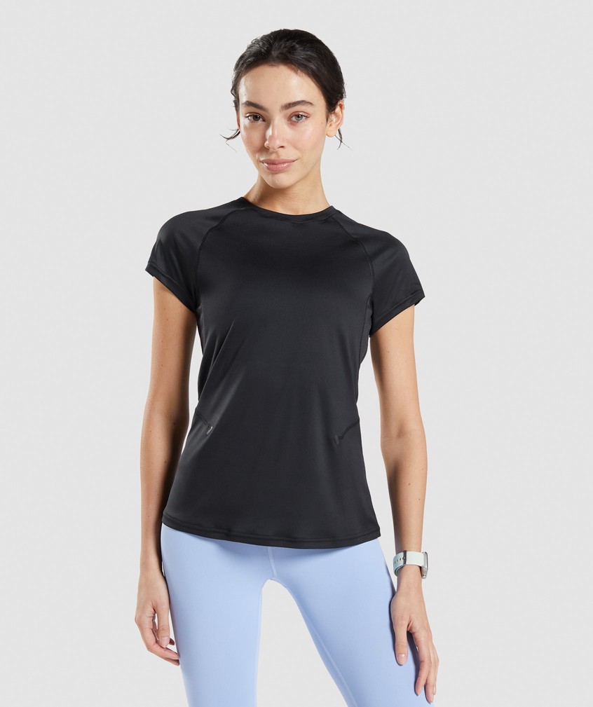 Black Women\'s Gymshark Speed T-Shirts | USA-41387