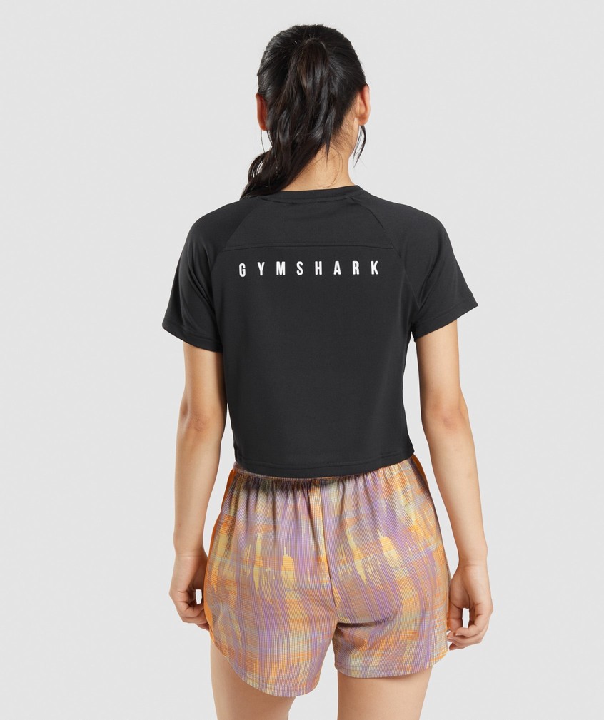 Black Women's Gymshark Sport Midi T-Shirts | USA-26419