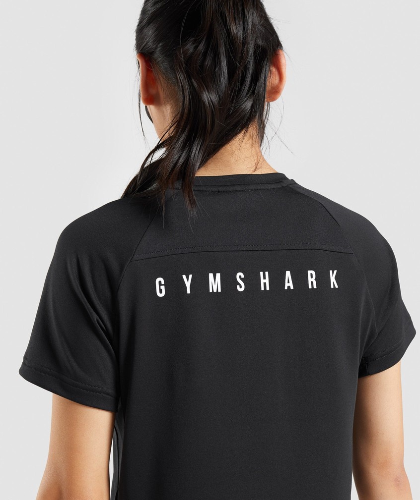 Black Women's Gymshark Sport Midi T-Shirts | USA-26419