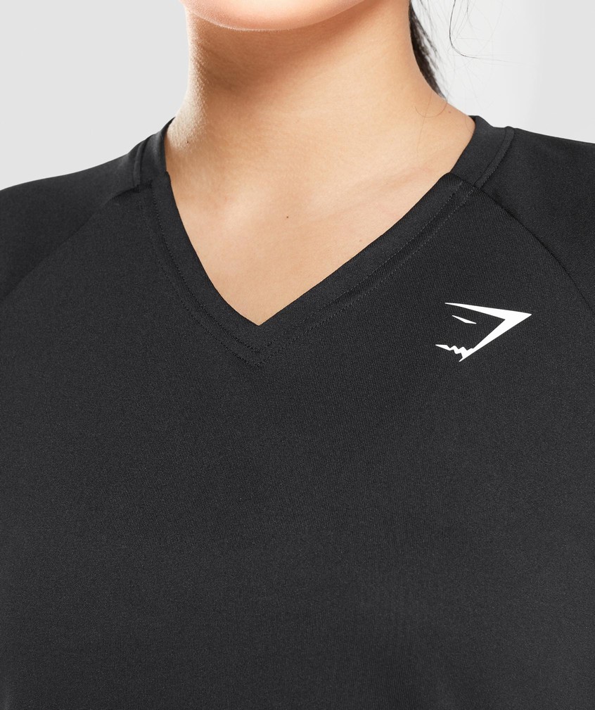 Black Women's Gymshark Sport Midi T-Shirts | USA-26419