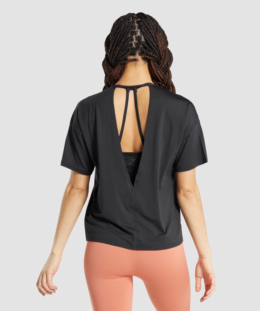 Black Women's Gymshark Studio T-Shirts | USA-48560