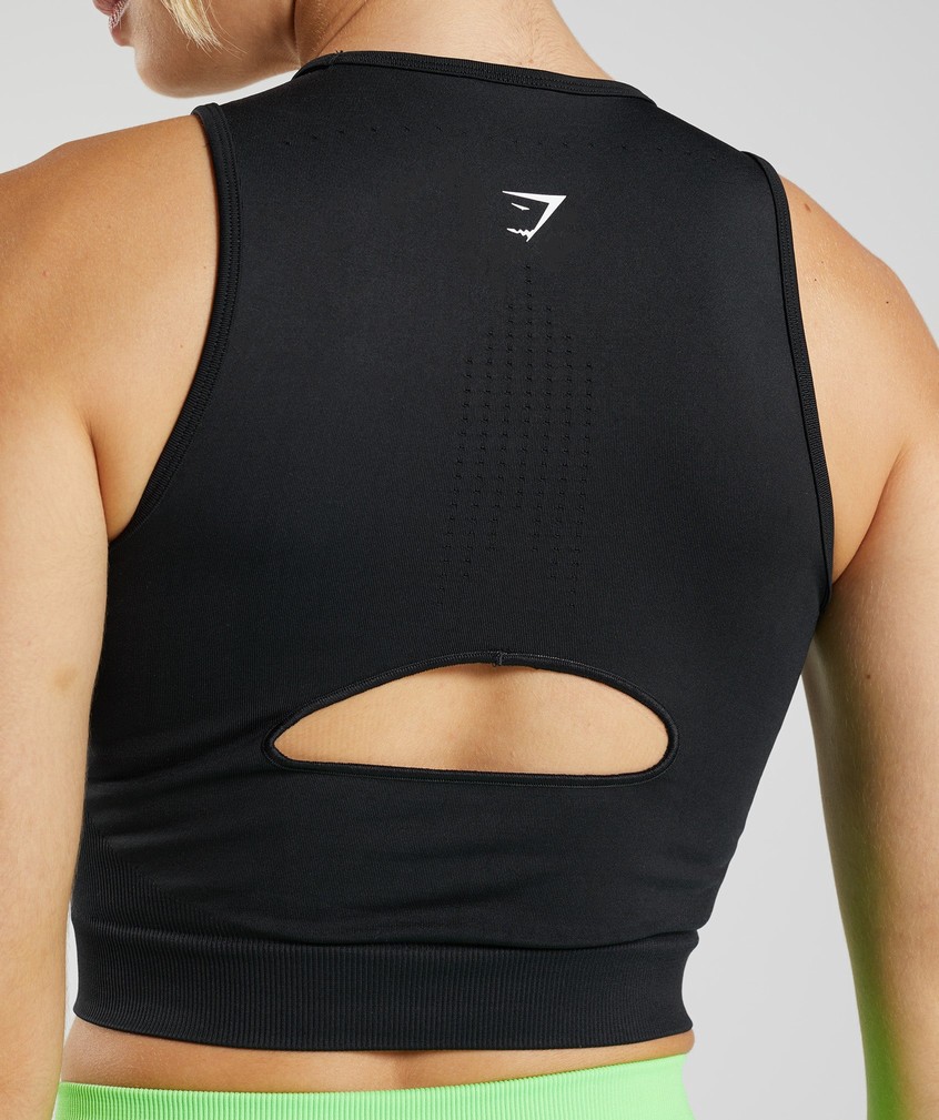 Black Women's Gymshark Sweat Seamless Midi Tank | USA-47586