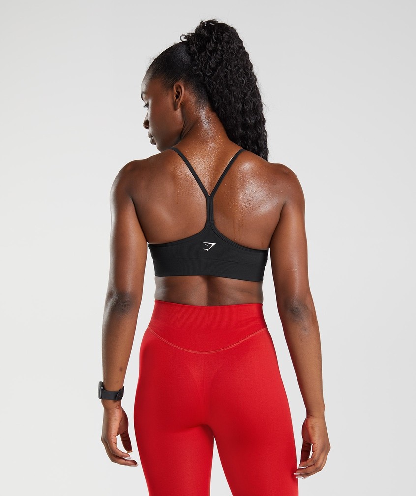 Black Women's Gymshark Sweat Seamless Sports Bra | USA-38791