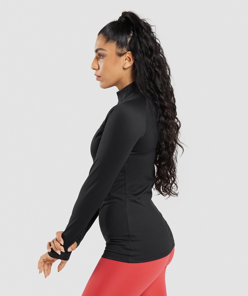 Black Women's Gymshark Training 1/4 Zip Pullover | USA-59103