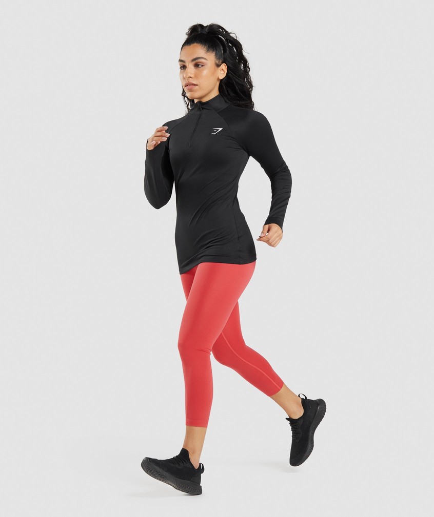 Black Women's Gymshark Training 1/4 Zip Pullover | USA-59103