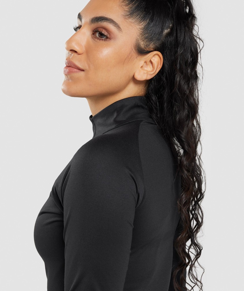 Black Women's Gymshark Training 1/4 Zip Pullover | USA-59103