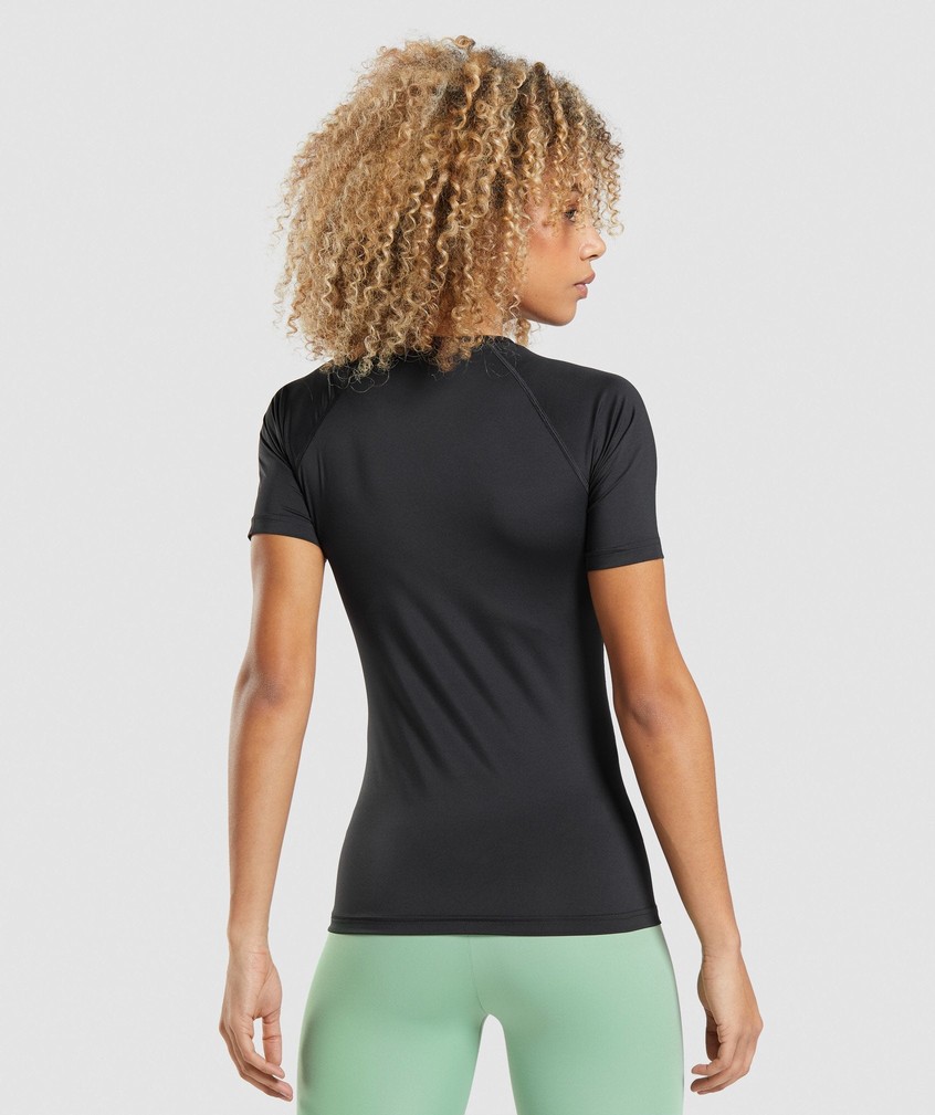 Black Women's Gymshark Training Baselayer T-Shirts | USA-25781