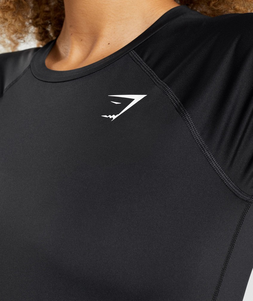 Black Women's Gymshark Training Baselayer T-Shirts | USA-25781