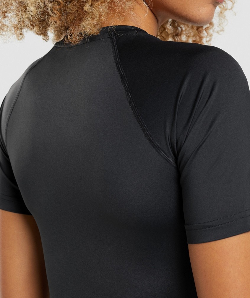 Black Women's Gymshark Training Baselayer T-Shirts | USA-25781