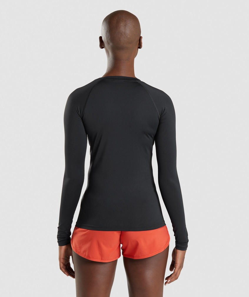 Black Women's Gymshark Training Baselayer Long Sleeve Top T-Shirts | USA-91630