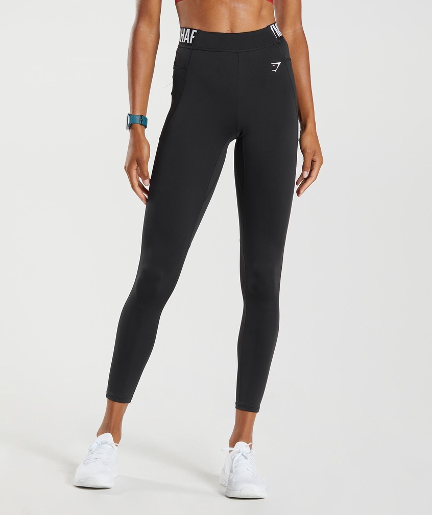 Black Women\'s Gymshark Training Brandmark Leggings | USA-08174