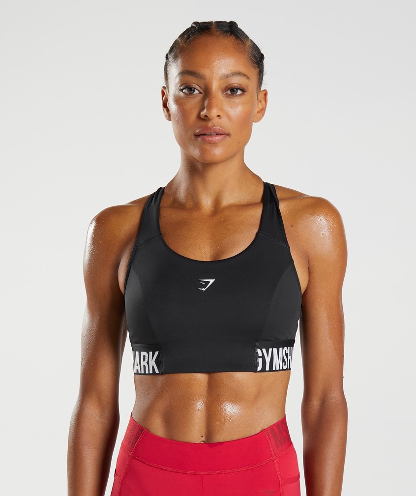 Black Women\'s Gymshark Training Brandmark Sports Bra | USA-15879