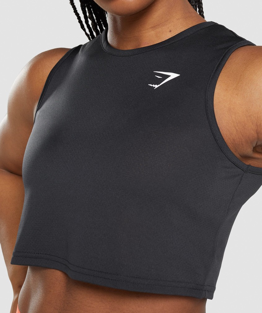 Black Women's Gymshark Training Crop Tank T-Shirts | USA-04721