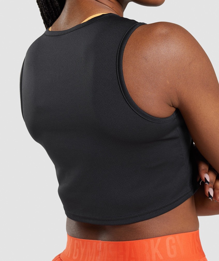 Black Women's Gymshark Training Crop Tank T-Shirts | USA-04721