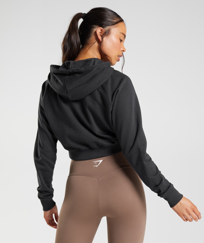 Black Women's Gymshark Training Cropped Hoodie | USA-23170