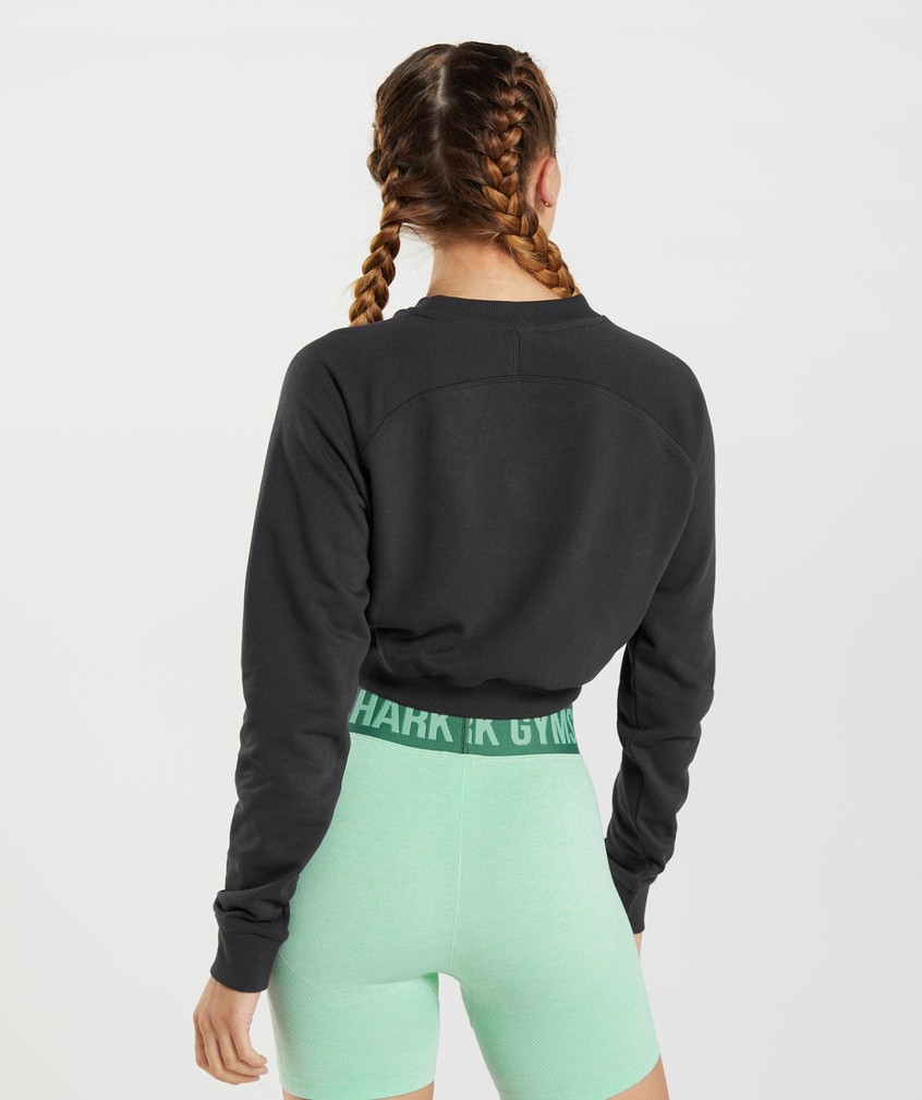 Black Women's Gymshark Training Cropped Sweater | USA-27604