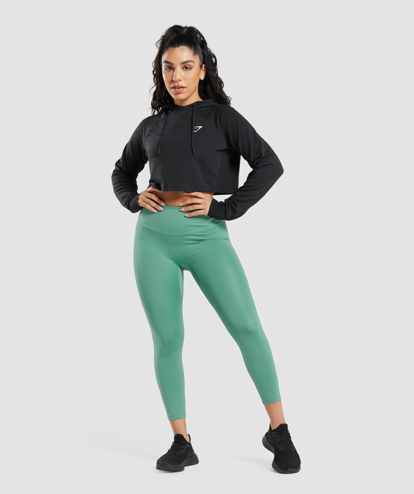 Black Women's Gymshark Training Cropped Hoodie | USA-34718