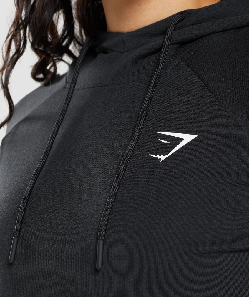 Black Women's Gymshark Training Cropped Hoodie | USA-34718