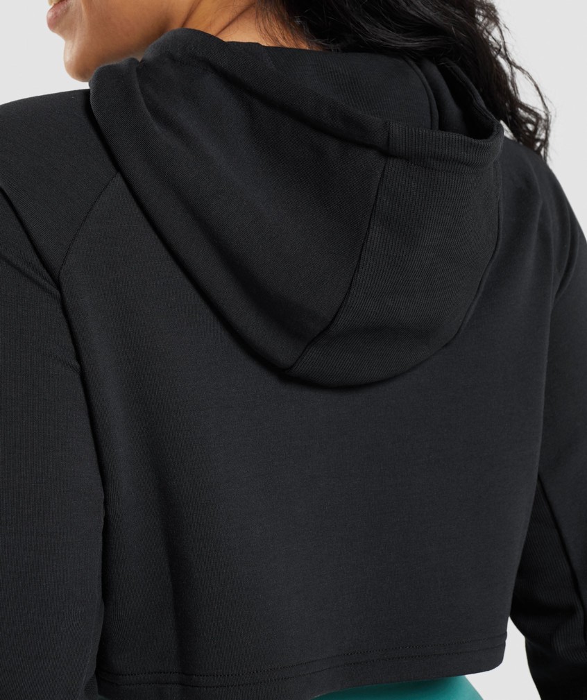 Black Women's Gymshark Training Cropped Hoodie | USA-34718