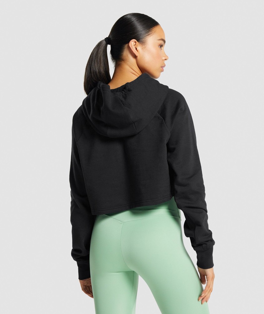 Black Women's Gymshark Training Cropped Hoodie | USA-38092