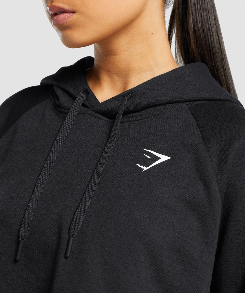 Black Women's Gymshark Training Cropped Hoodie | USA-38092