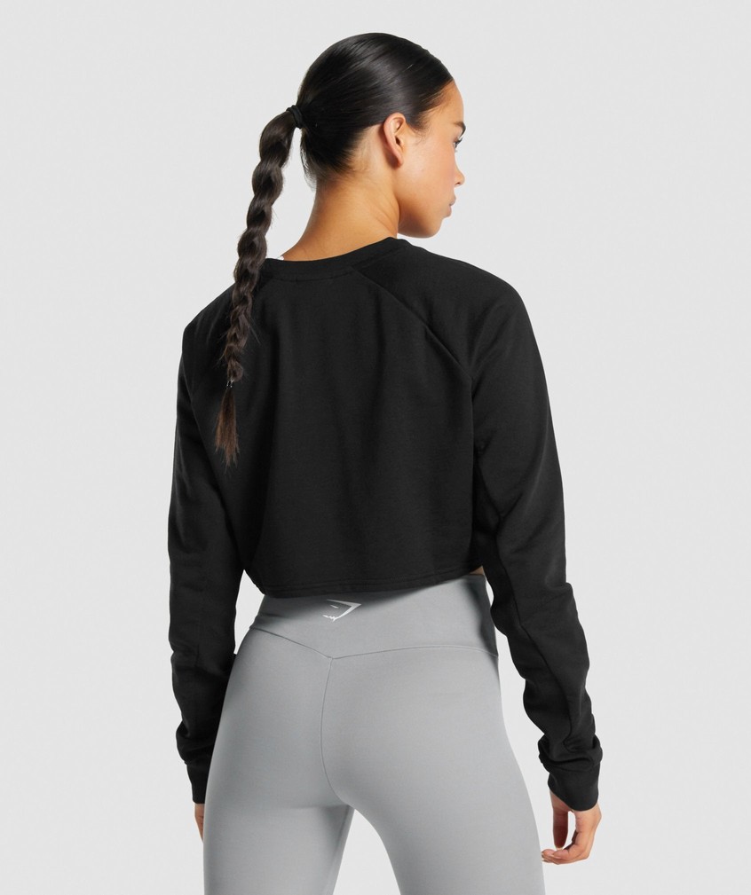 Black Women's Gymshark Training Cropped Sweater | USA-76905