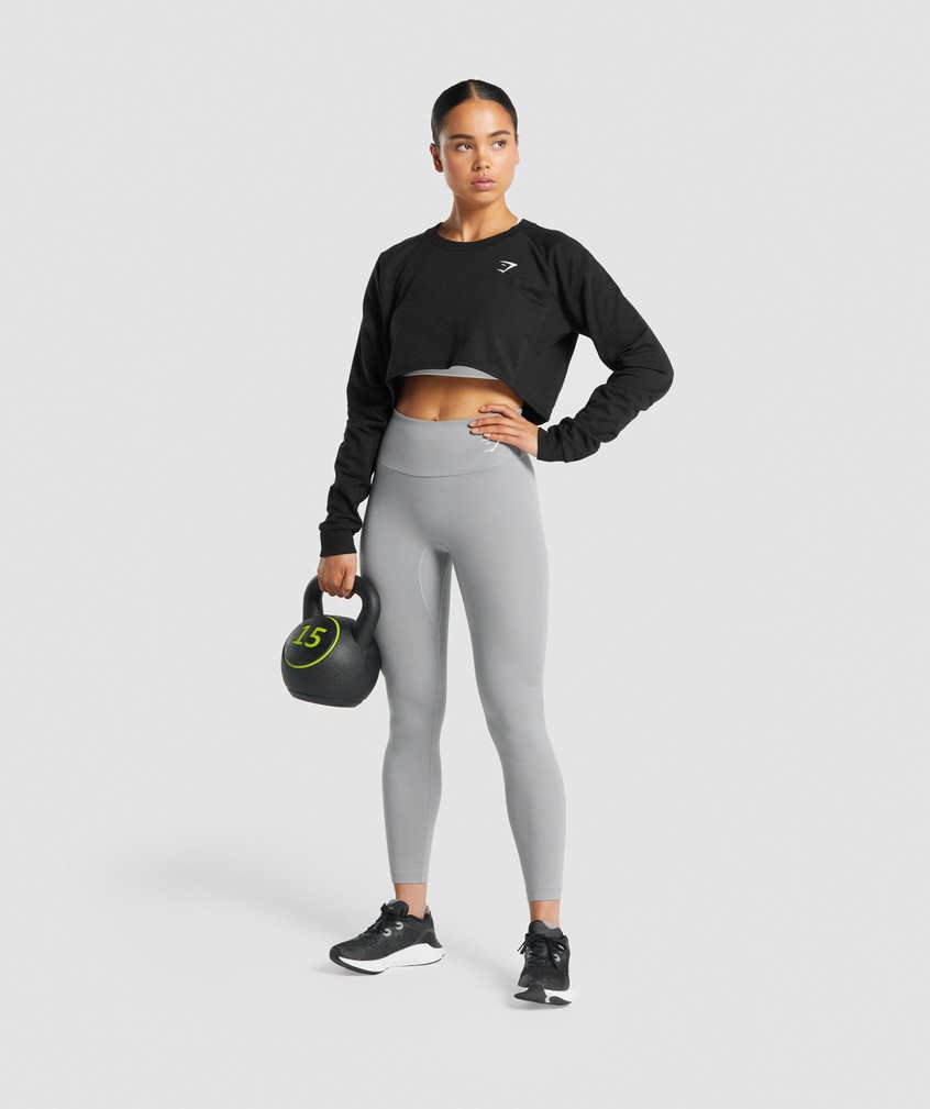 Black Women's Gymshark Training Cropped Sweater | USA-76905