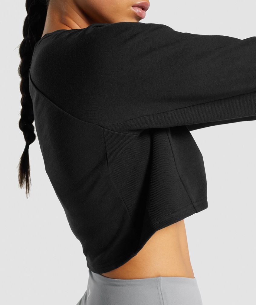 Black Women's Gymshark Training Cropped Sweater | USA-76905