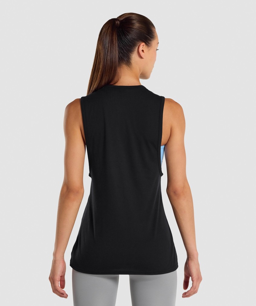 Black Women's Gymshark Training Drop Arm Tank | USA-26947