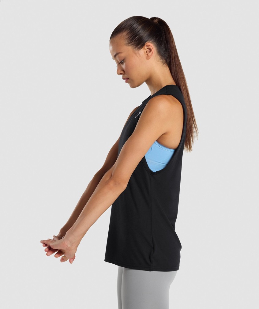 Black Women's Gymshark Training Drop Arm Tank | USA-26947