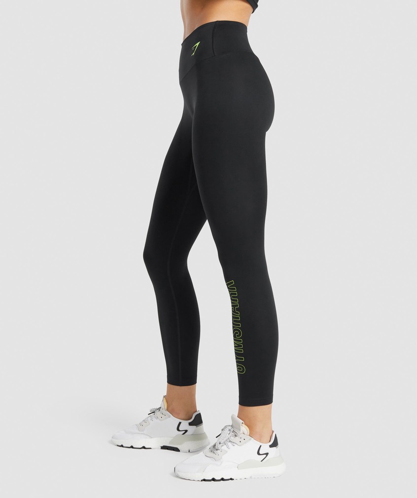 Black Women's Gymshark Training Graphic Leggings | USA-60197