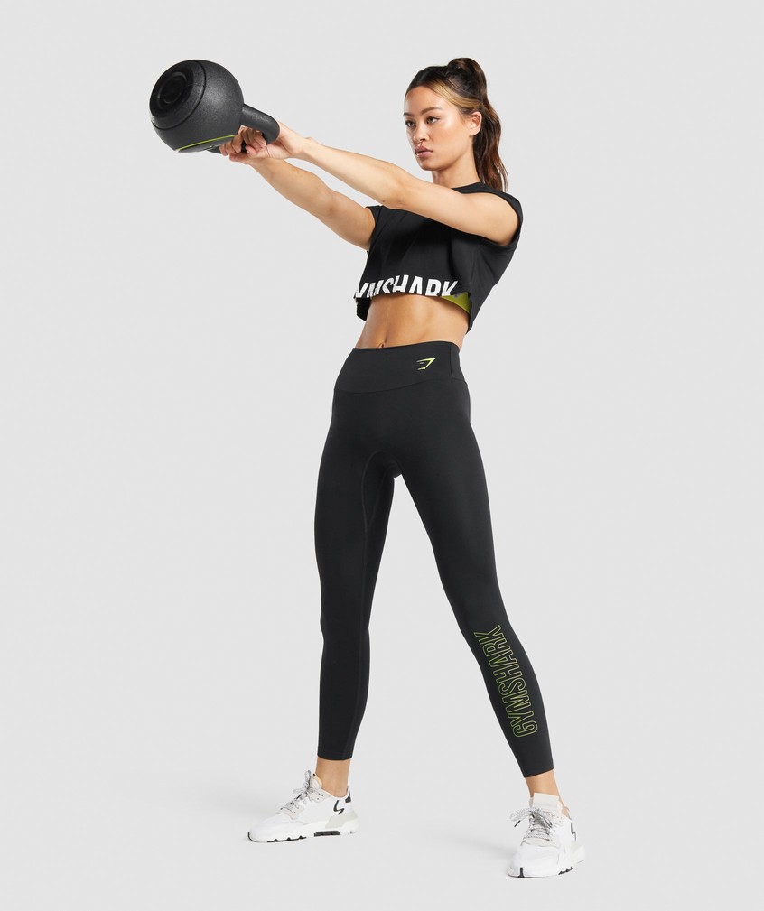 Black Women's Gymshark Training Graphic Leggings | USA-60197