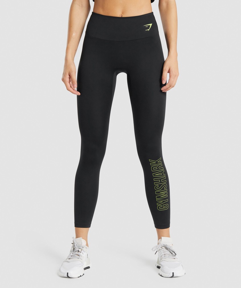 Black Women\'s Gymshark Training Graphic Leggings | USA-60197