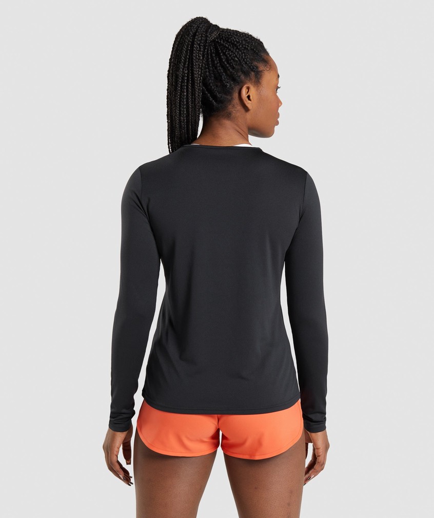 Black Women's Gymshark Training Long Sleeve Top T-Shirts | USA-42761