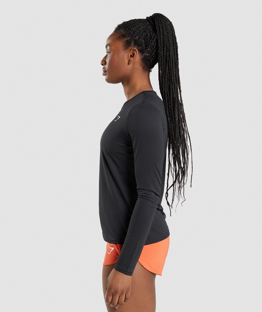 Black Women's Gymshark Training Long Sleeve Top T-Shirts | USA-42761