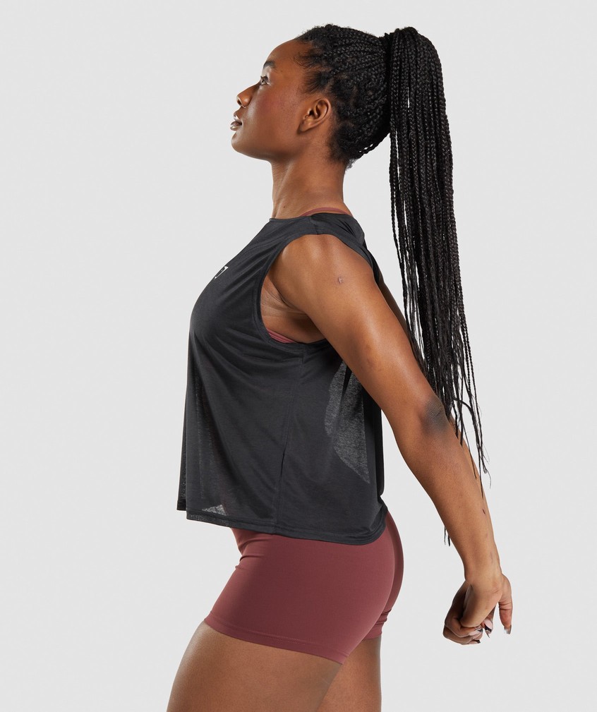 Black Women's Gymshark Training Oversized Tank | USA-90523