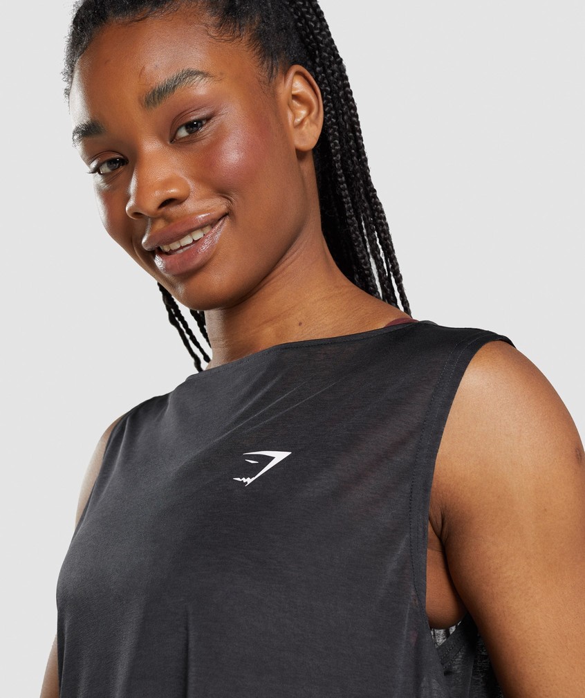 Black Women's Gymshark Training Oversized Tank | USA-90523