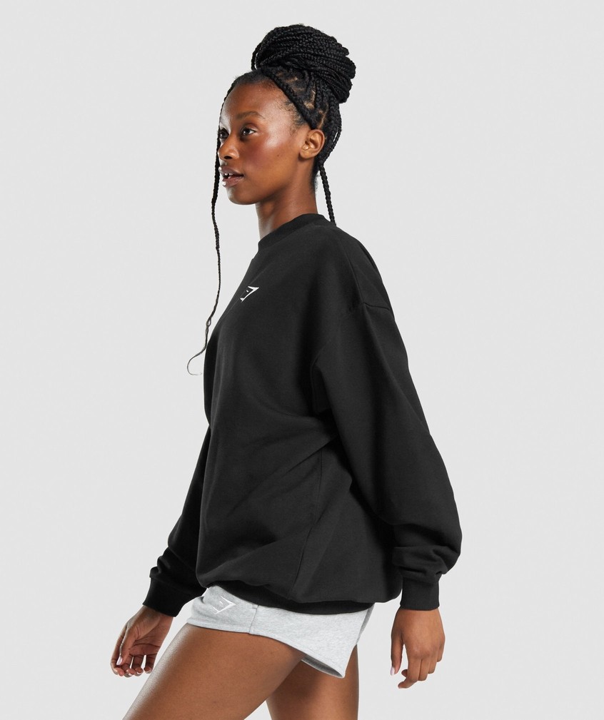 Black Women's Gymshark Training Oversized Swea Pullover | USA-92563