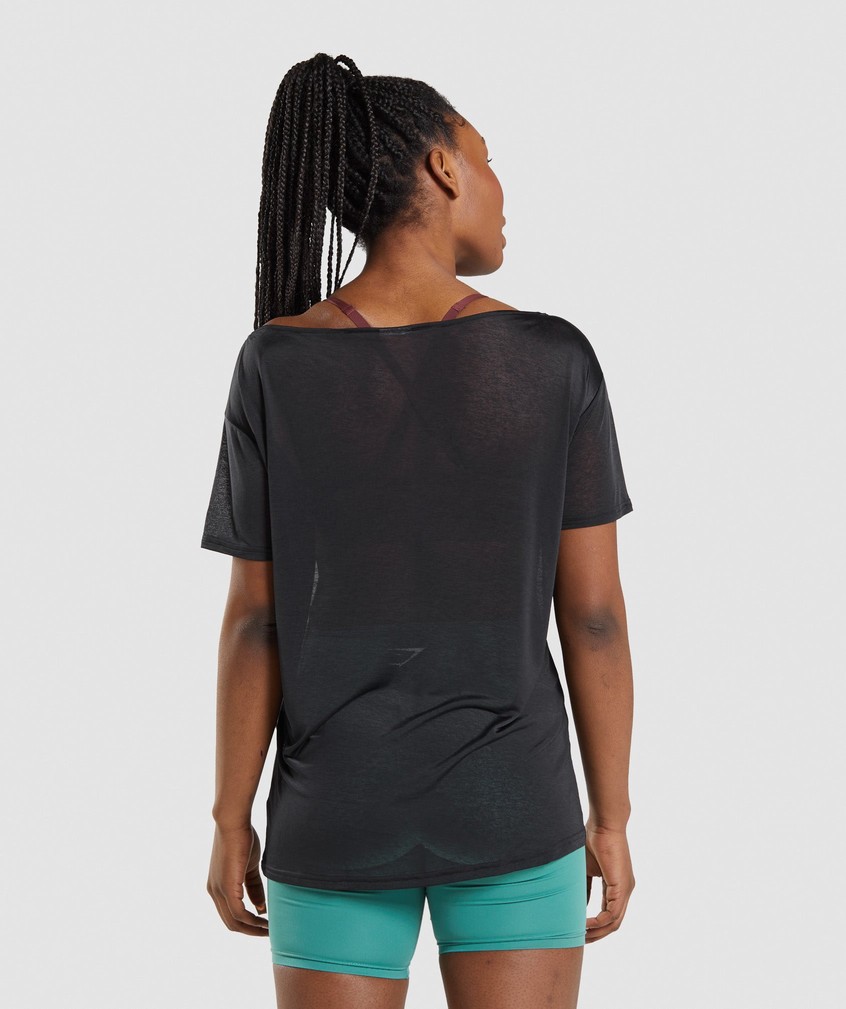 Black Women's Gymshark Training Oversized Top T-Shirts | USA-97450