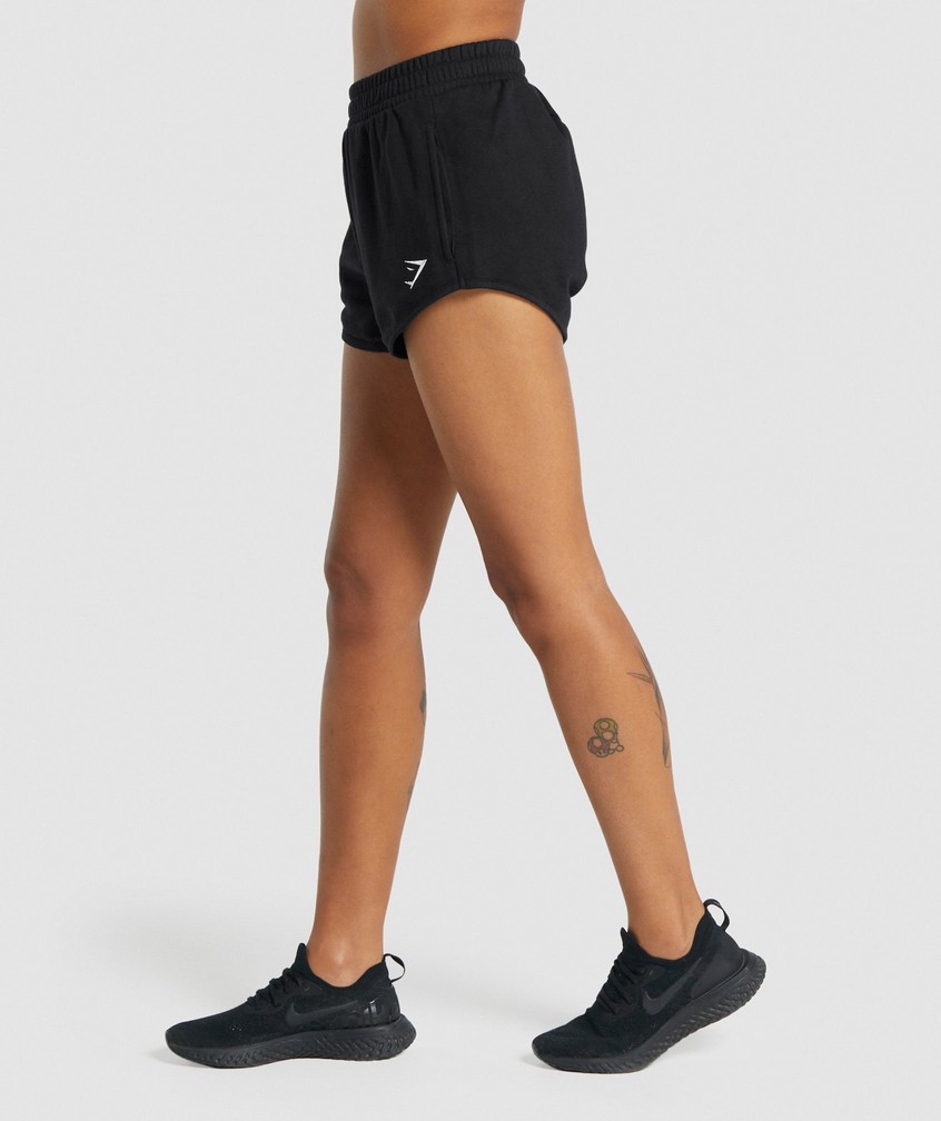 Black Women's Gymshark Training Sweat Shorts | USA-41798