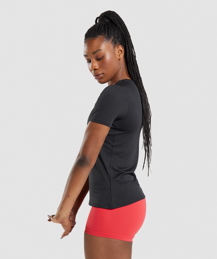 Black Women's Gymshark Training T-Shirts | USA-61049