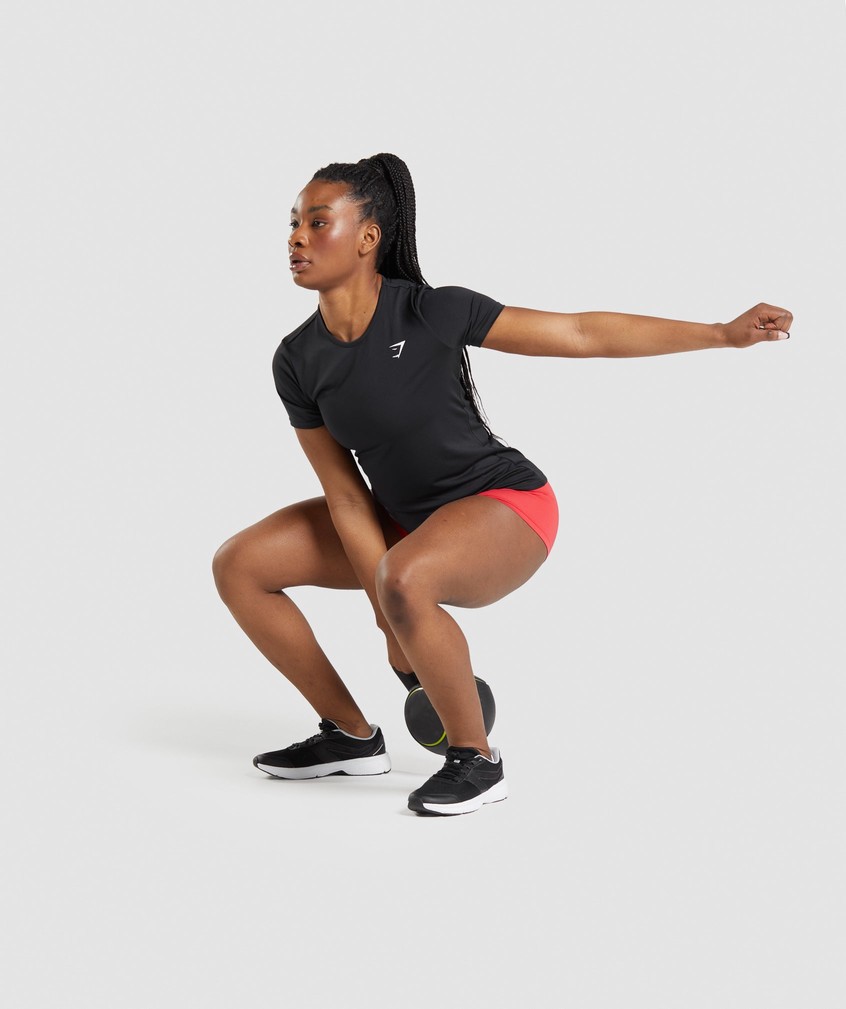 Black Women's Gymshark Training T-Shirts | USA-61049