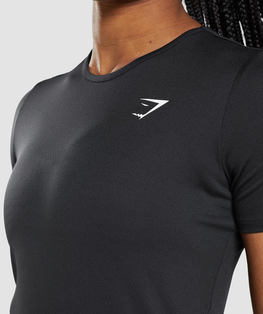 Black Women's Gymshark Training T-Shirts | USA-61049