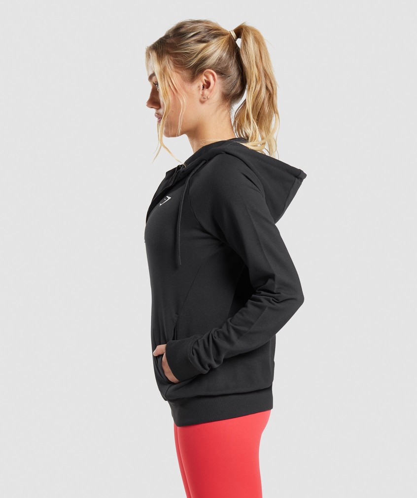 Black Women's Gymshark Training Zip Hoodie | USA-14972