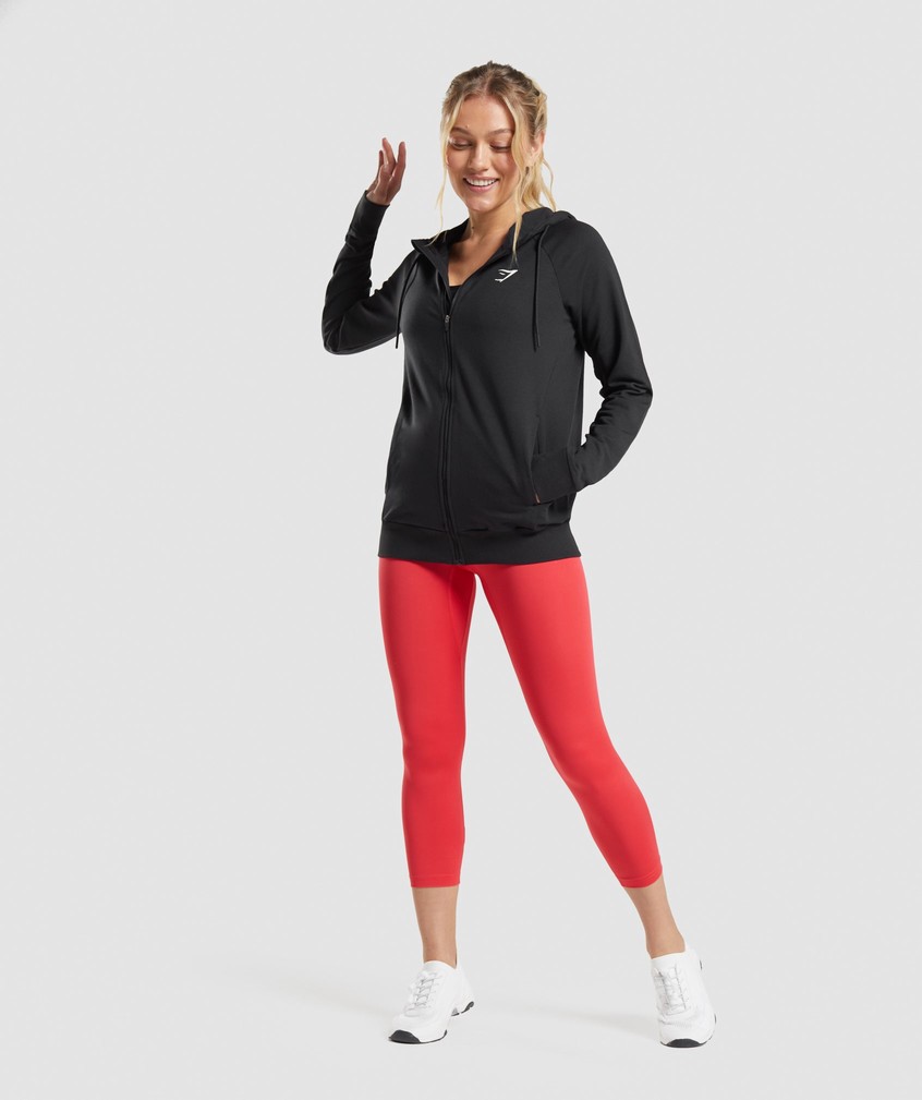 Black Women's Gymshark Training Zip Hoodie | USA-14972