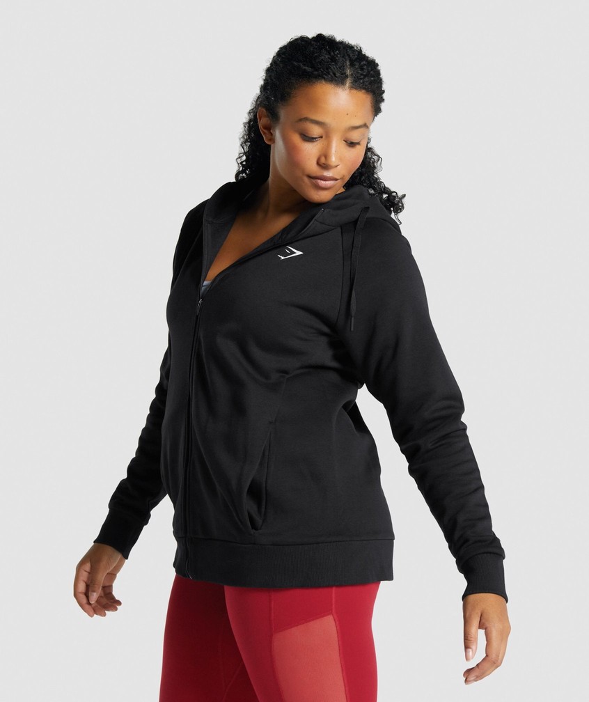 Black Women's Gymshark Training Zip Up Hoodie | USA-54762