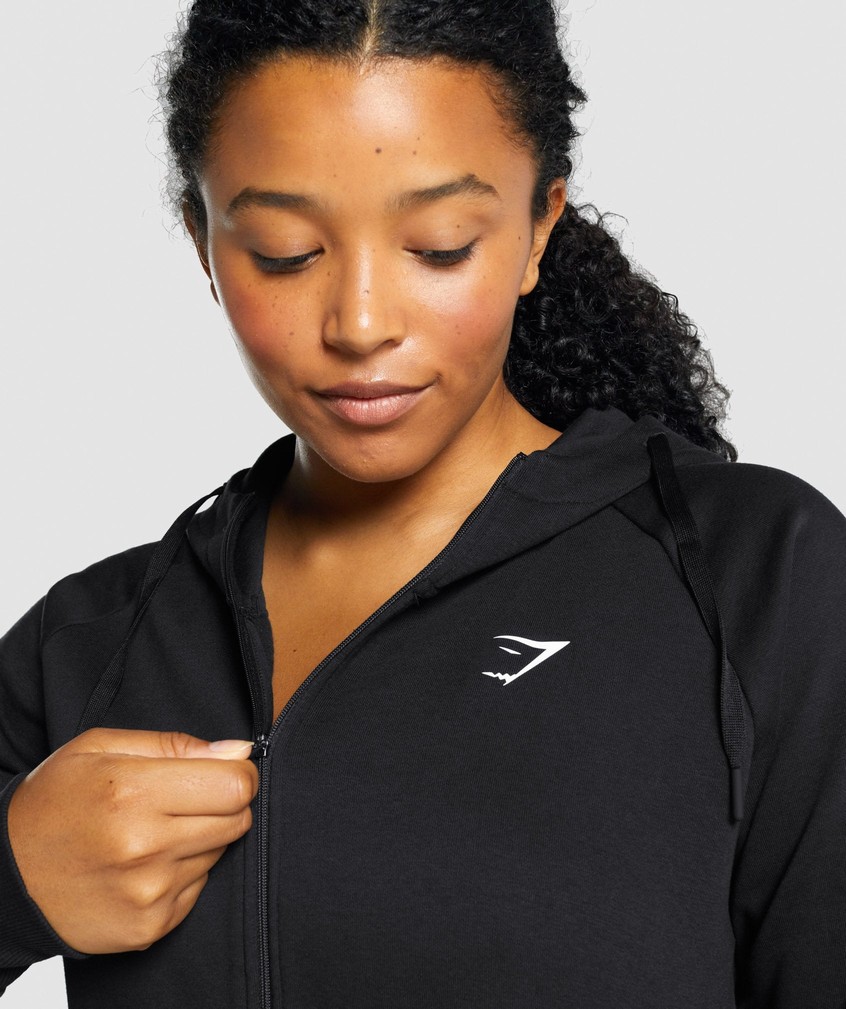 Black Women's Gymshark Training Zip Up Hoodie | USA-54762