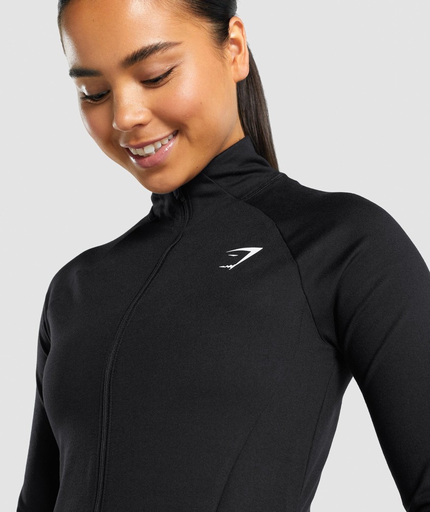 Black Women's Gymshark Training Zip Up Jackets | USA-94275