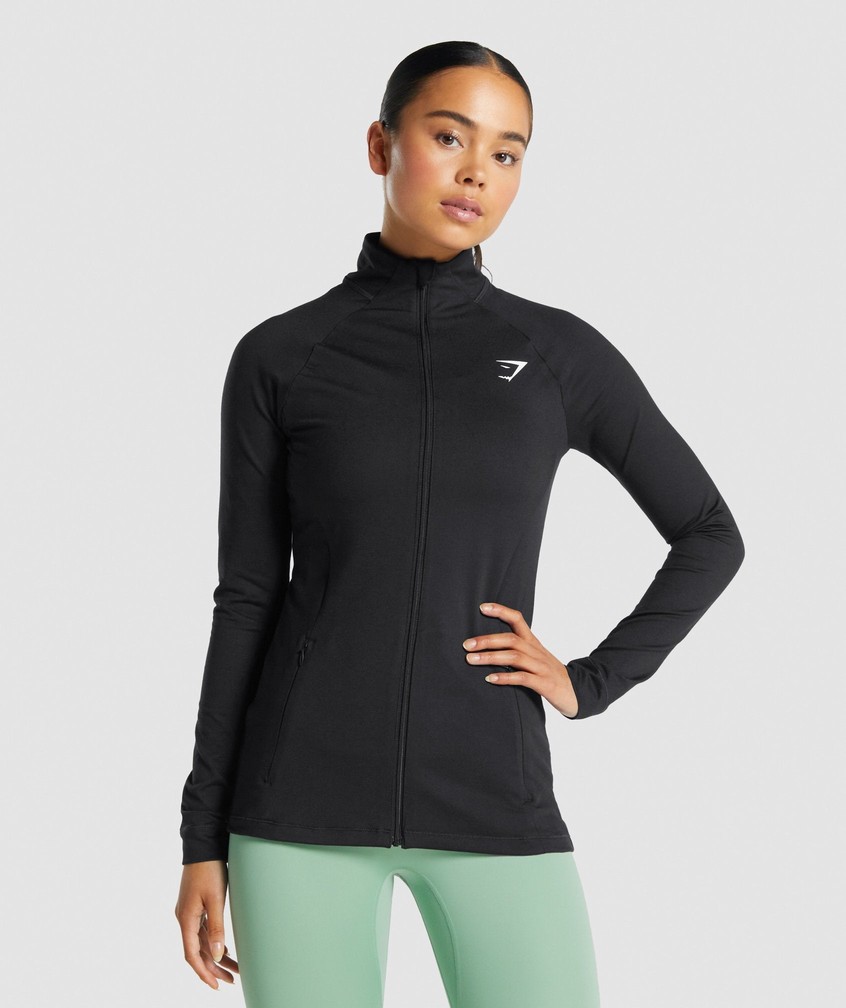 Black Women\'s Gymshark Training Zip Up Jackets | USA-94275