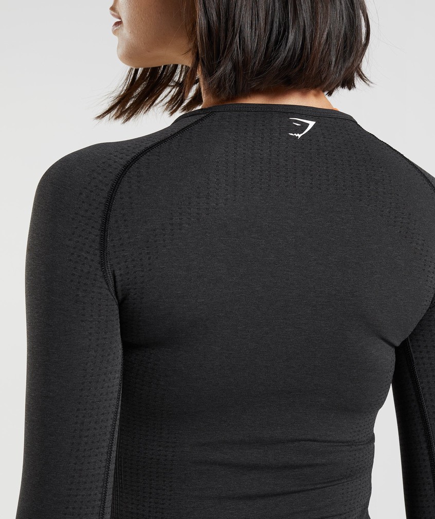 Black Women's Gymshark Vital Seamless 2.0 Long Sleeve Top T-Shirts | USA-02956